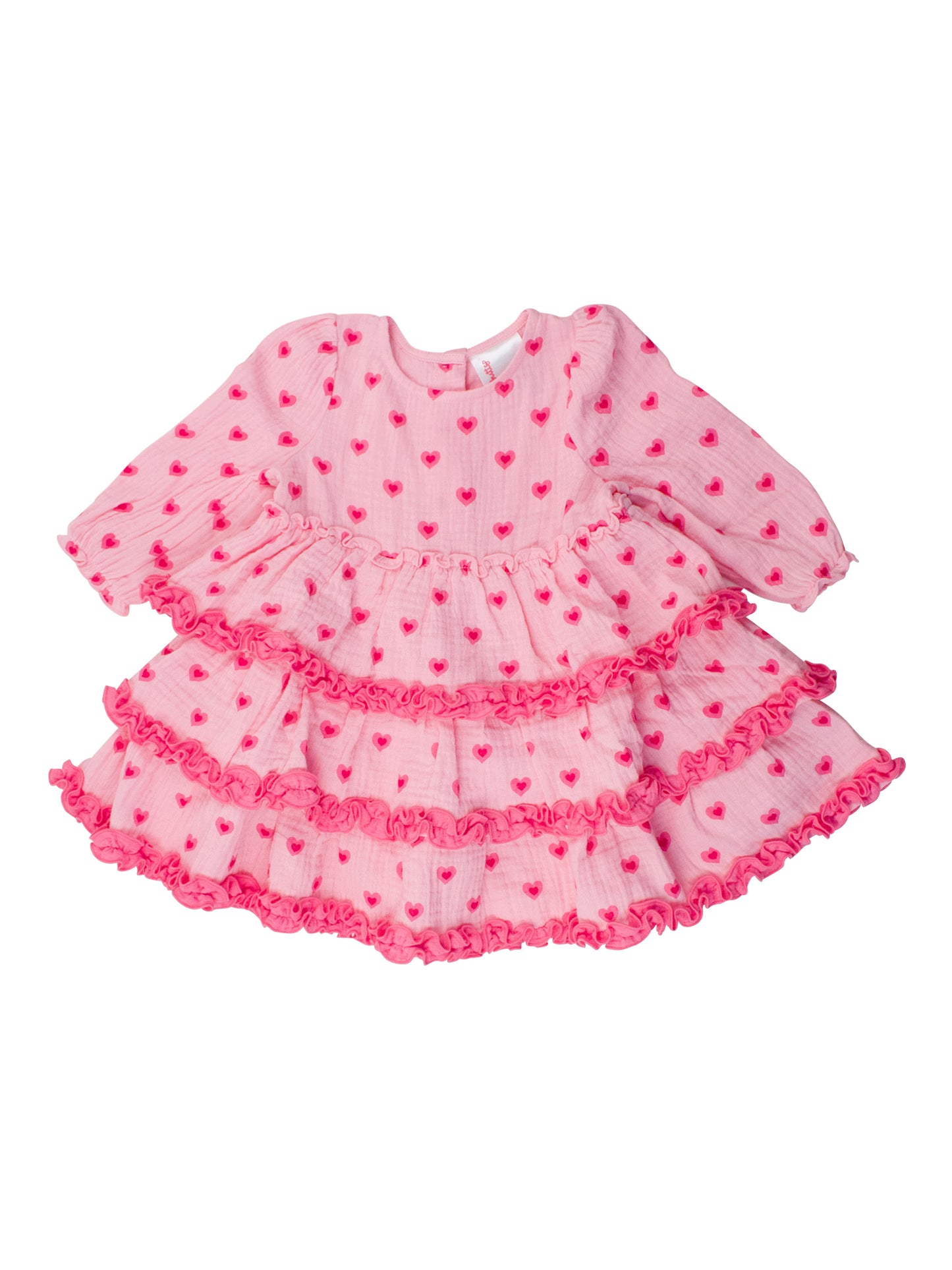 I Heart You Cotton Gauze Tiered Ruffle Dress