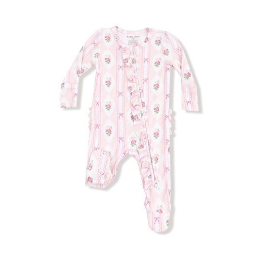 Ogee Lace Floral 2-Way Ruffle Zipper Footie