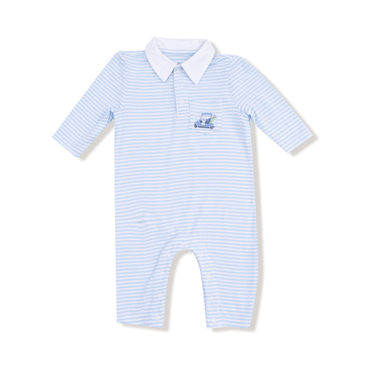 Baby Golf Carts Polo Romper-Blue