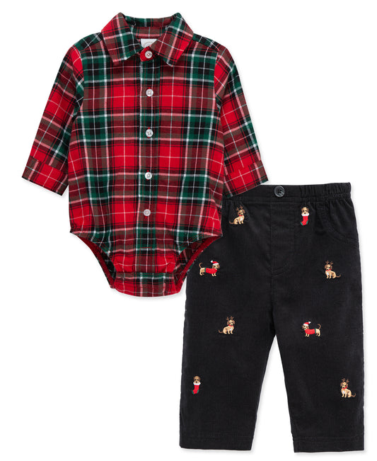 Pups Plaid Pants Set