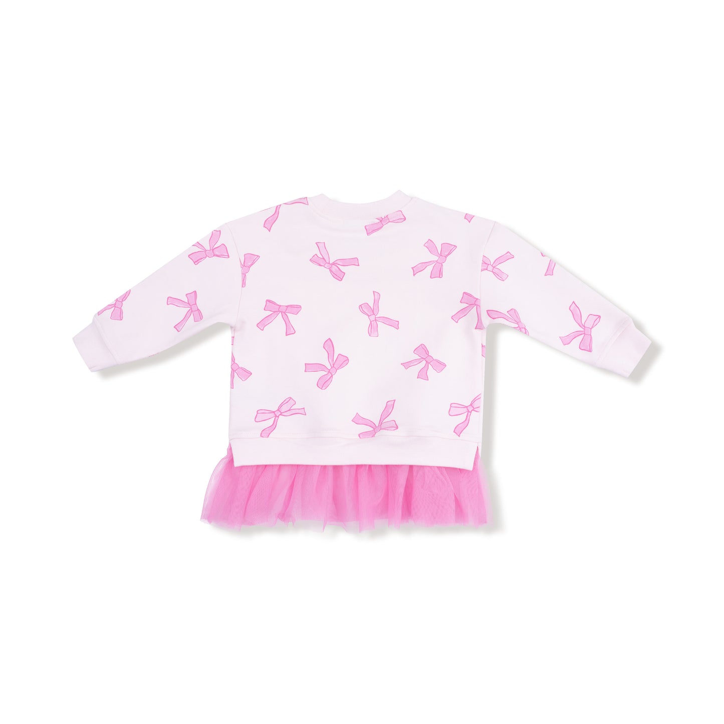 French Terry Pretty Bows Sweatshirt with Tulle Ruffle and Ribbed Legging