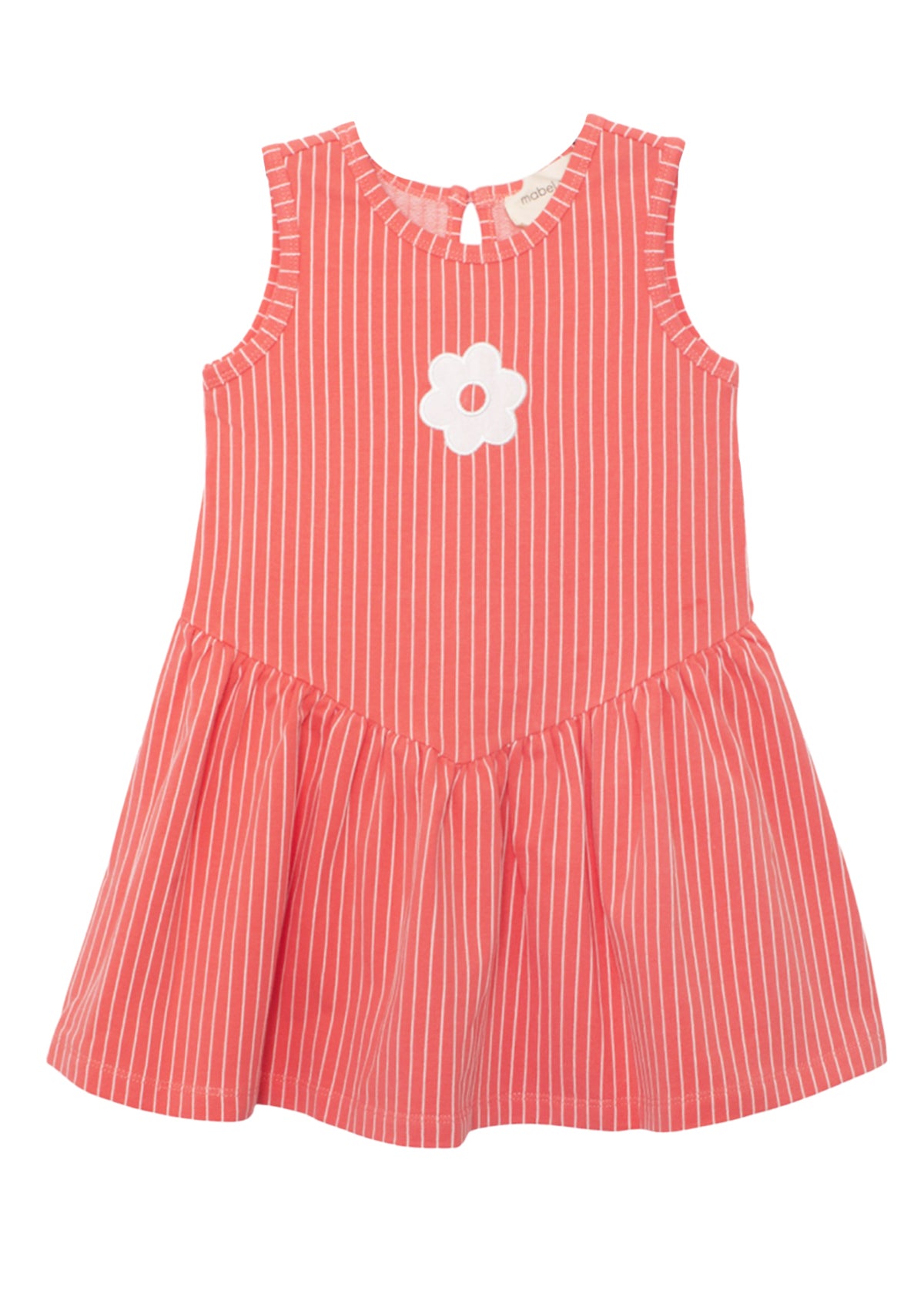 Striped Blossom Dress-Red