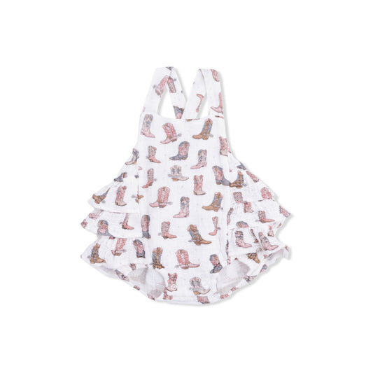 Cowgirl Boots Ruffle Sunsuit