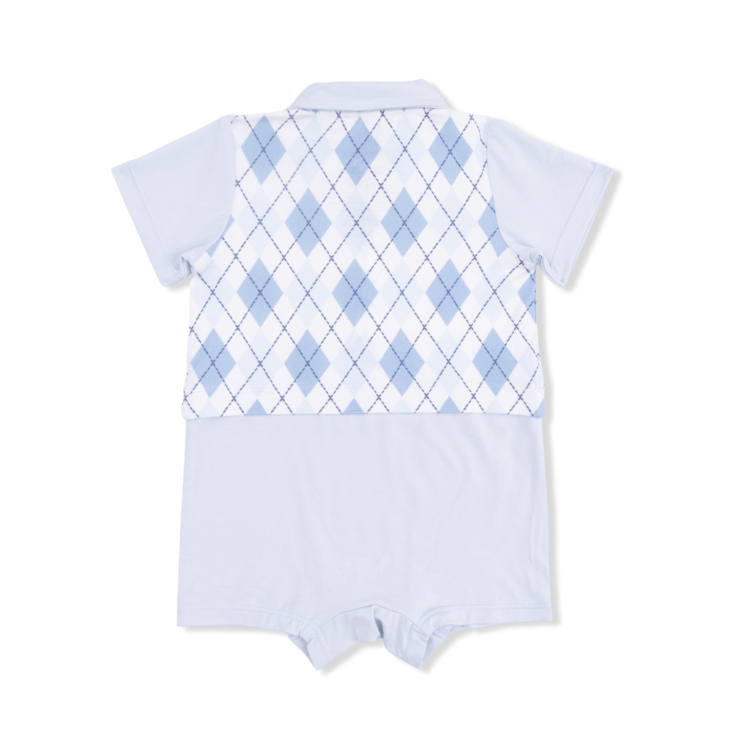 Blue Argyle Short Playsuit