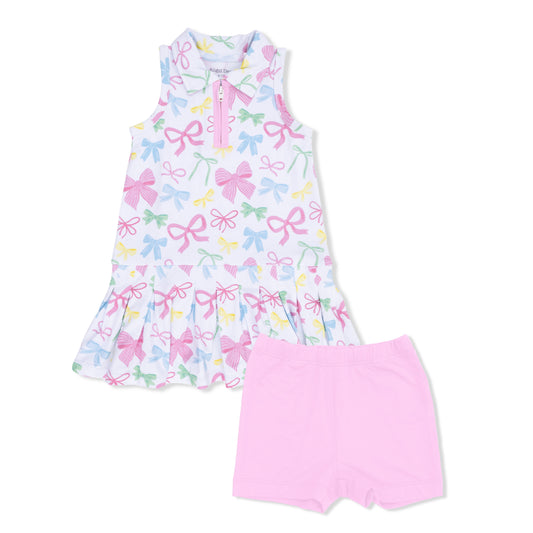 Sweet Bows Polo Tennis Dress with Shorts