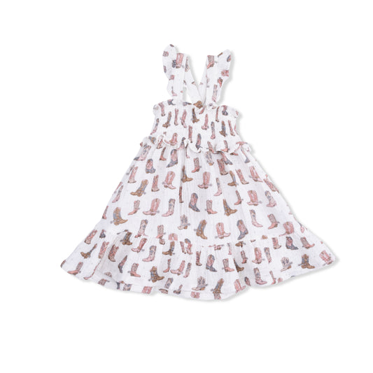 Cowgirl Boots Ruffle Smocked Sundress