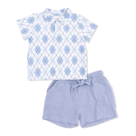 Blue Argyle Polo w/Shorts