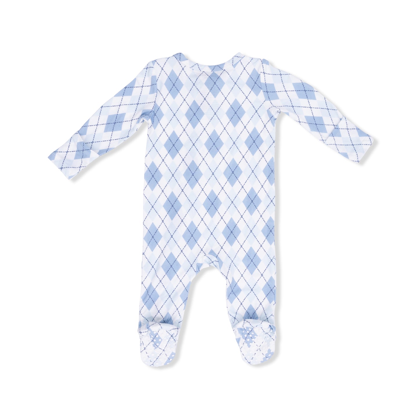 Blue Argyle Zipper Footie