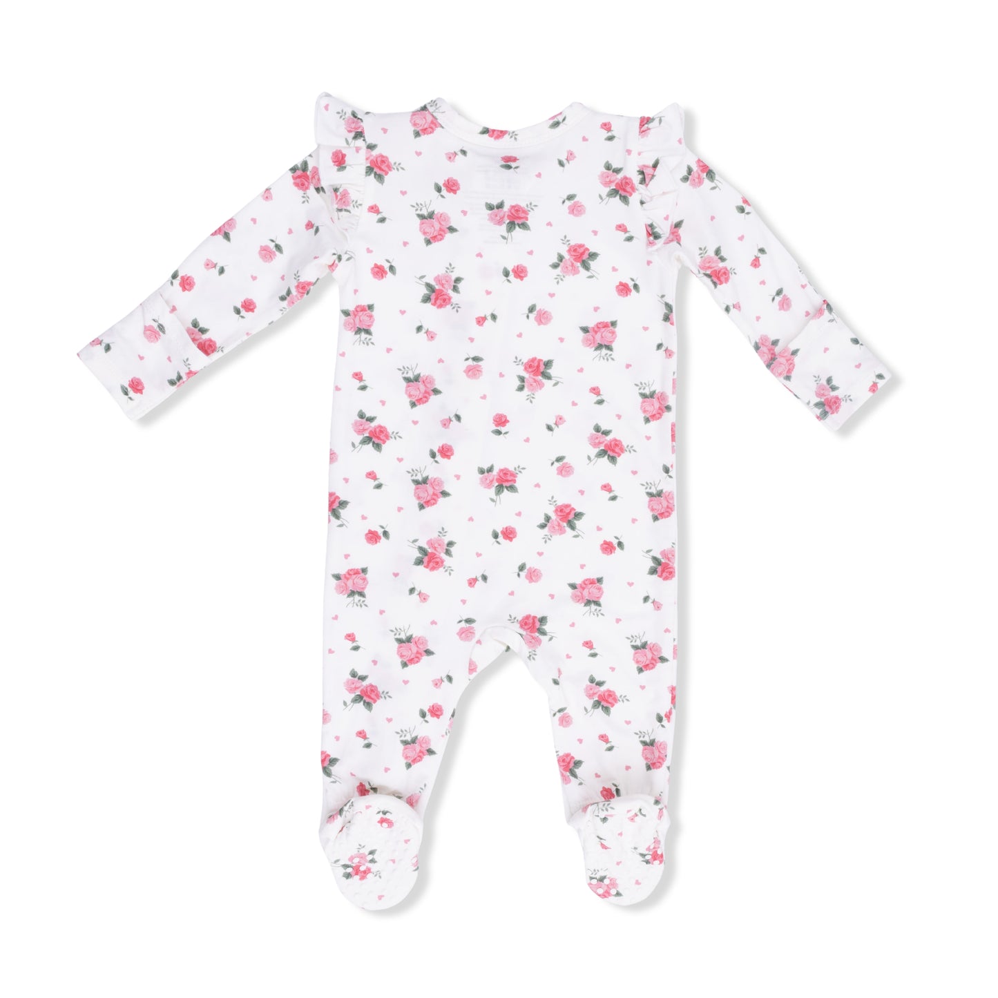Pink Rosettes Ruffle Zipper Footie