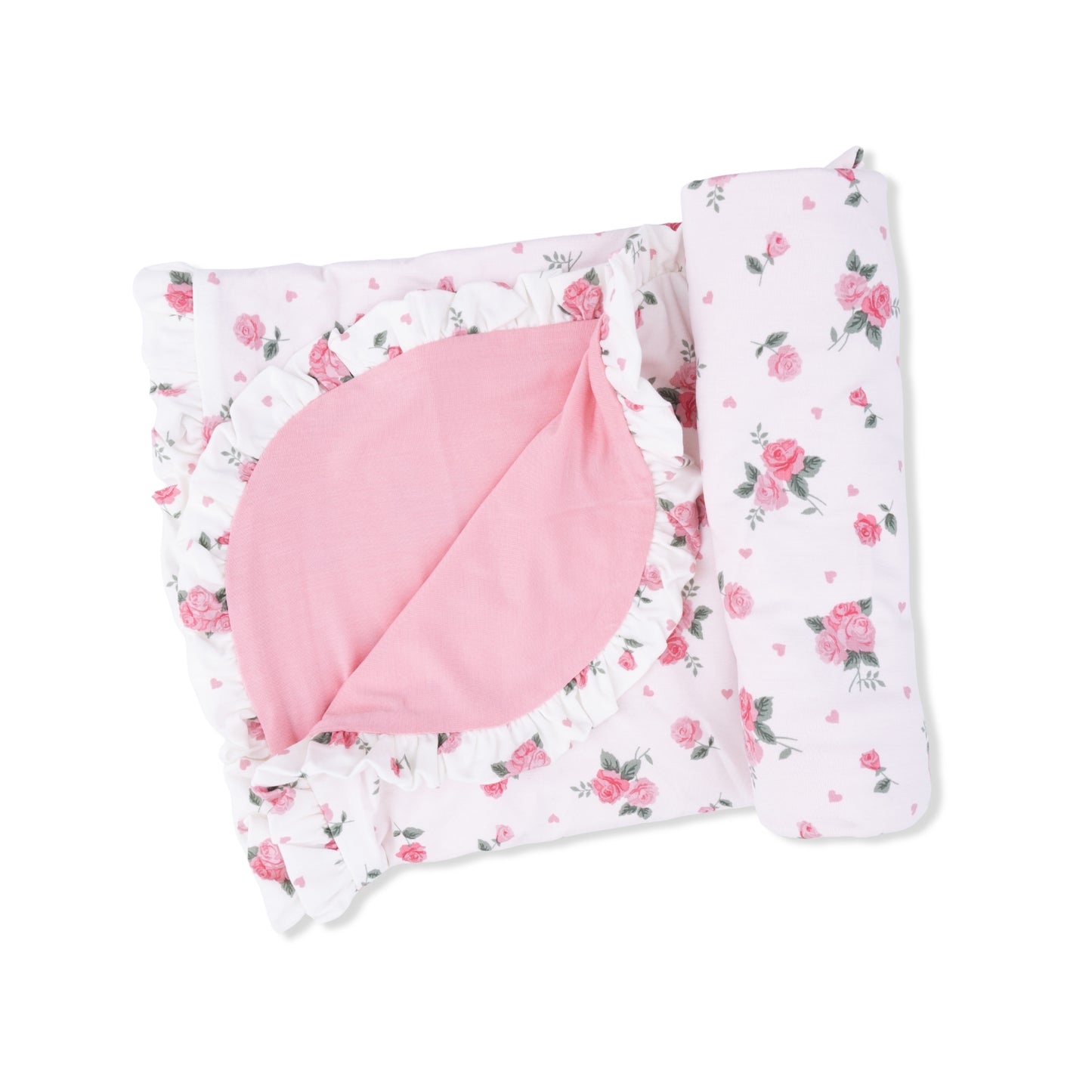 Pink Rosettes Ruffle Blanket