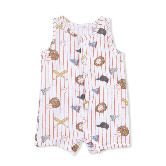 Vintage Baseball Stripe Shortie Romper