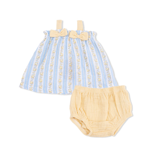 Odalys Floral Stripe - Top w/ bows & Bloomer