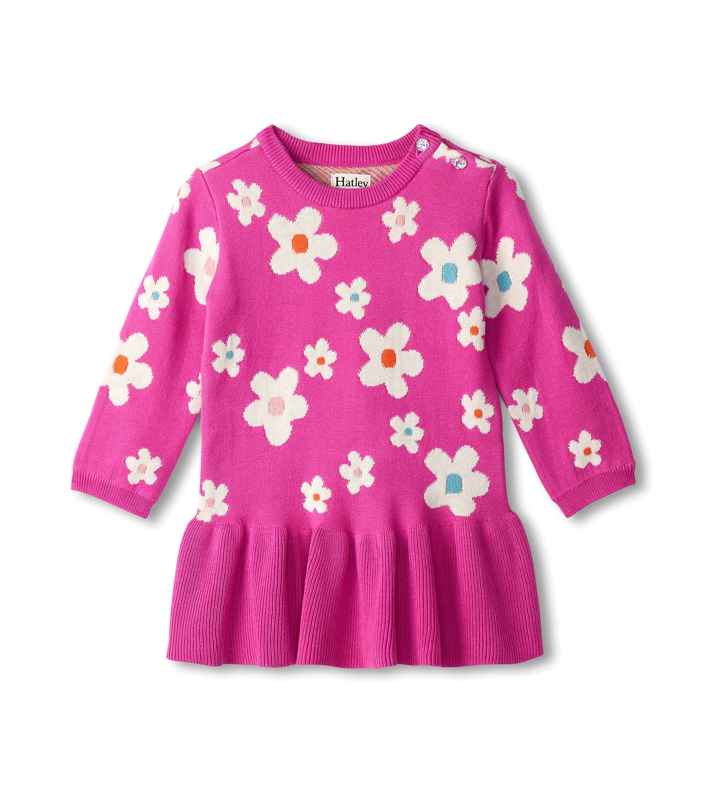 New Flowers Flounce Hem Sweater Dress