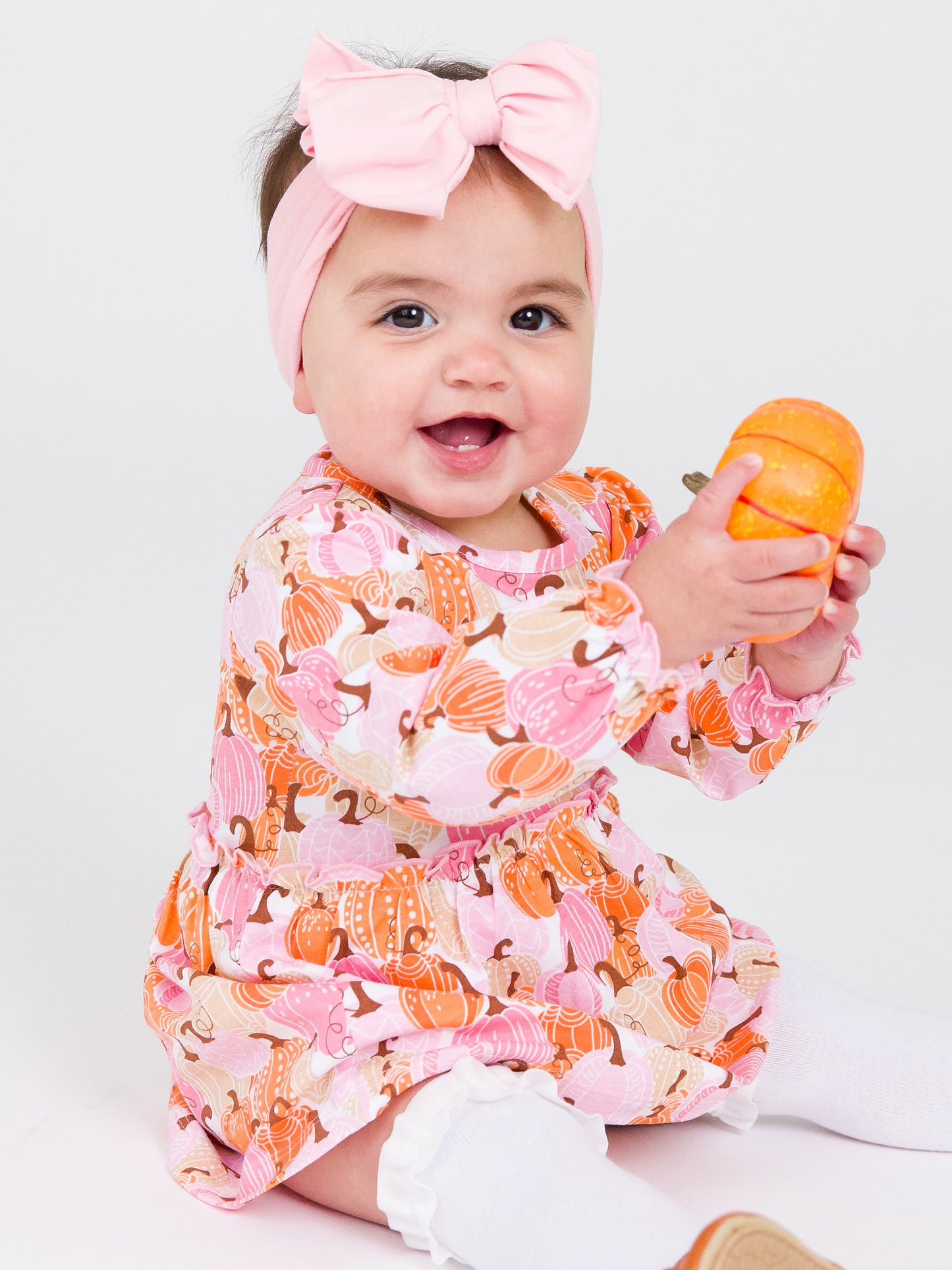 Skirted Romper - Pink Pumpkin Patch