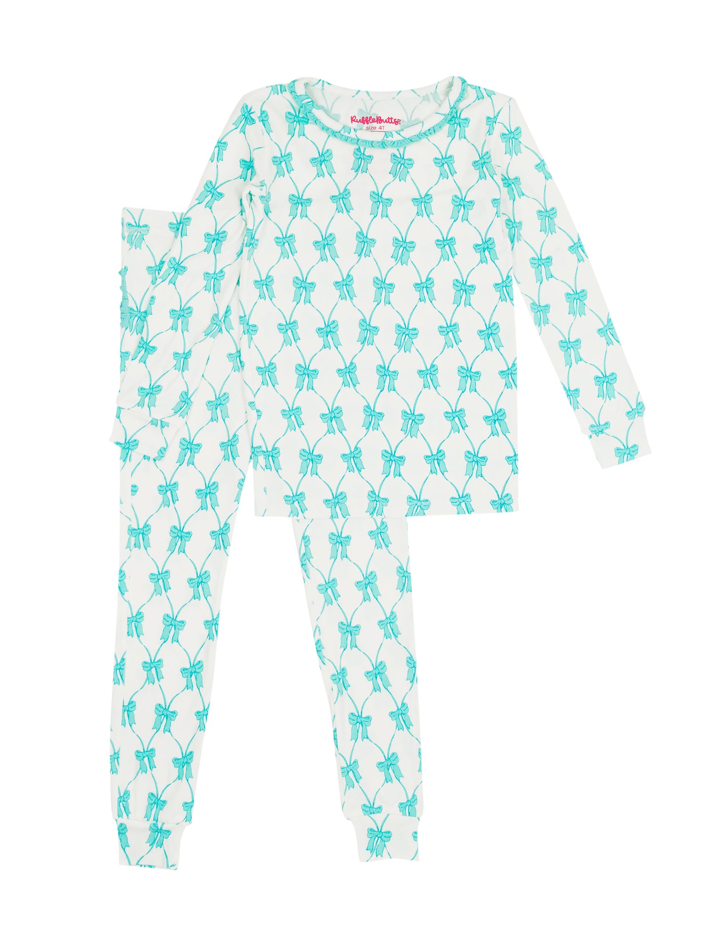 Teal Fairytale Bows Long Sleeve PJ Set