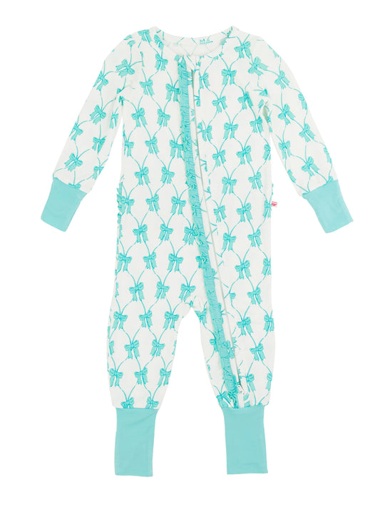 Teal Fairytale Bows Convertible Pajamas