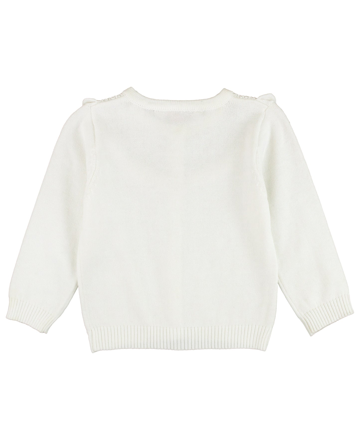 Ruffle Trim Cardigan-Off White