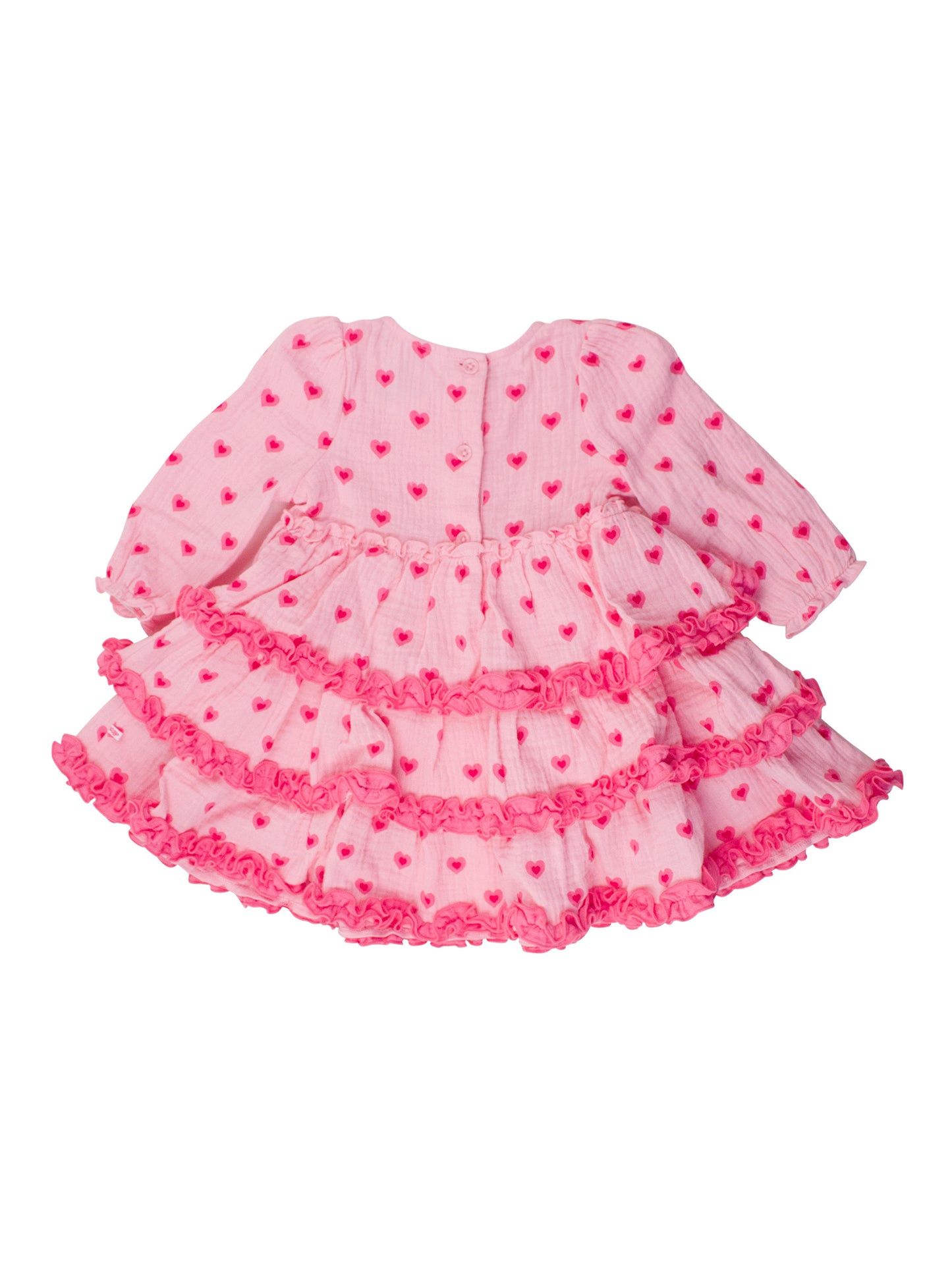 I Heart You Cotton Gauze Tiered Ruffle Dress