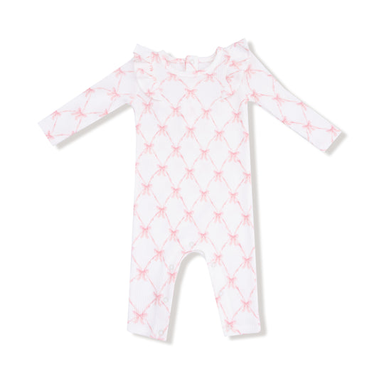 Ribbon Bow Trellis Ruffle Romper