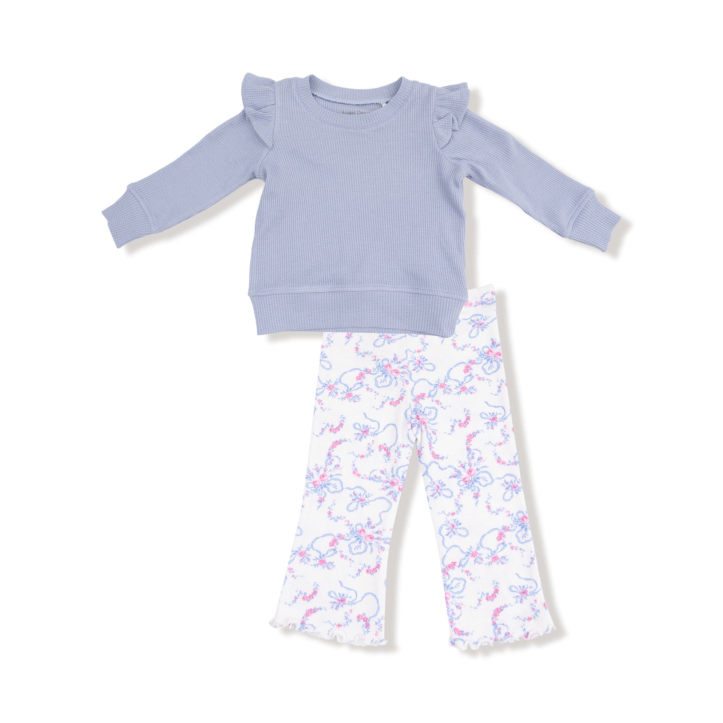 Ribbon Floral Fling Waffle Shirt & Ribbed Flare Pant