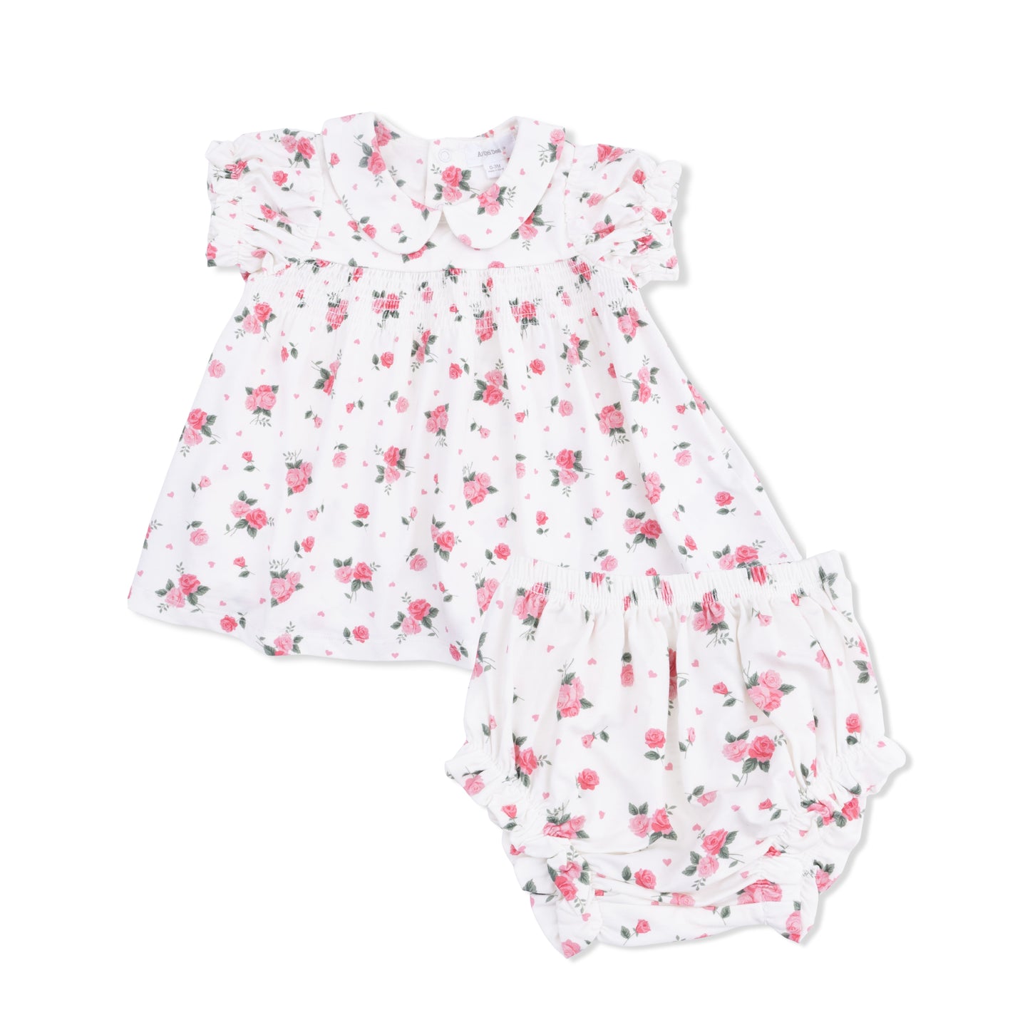 Pink Rosettes Smocked Dress Set