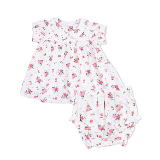 Pink Rosettes Smocked Dress Set