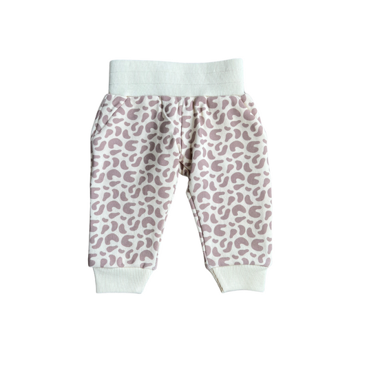 Fleece Sweatpants-Lilac Leopard