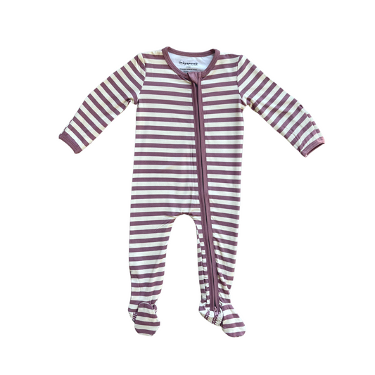 Footie Romper - Mauve Stripe