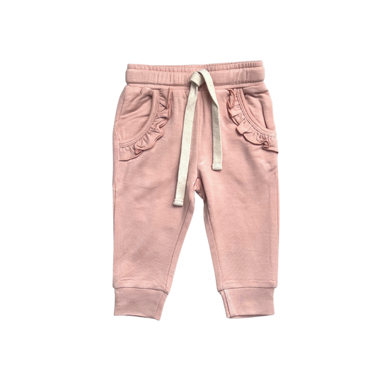 Girl's Ruffle Joggers-Blush