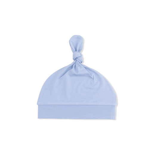 Knotted Hat-Solid Blue Fog