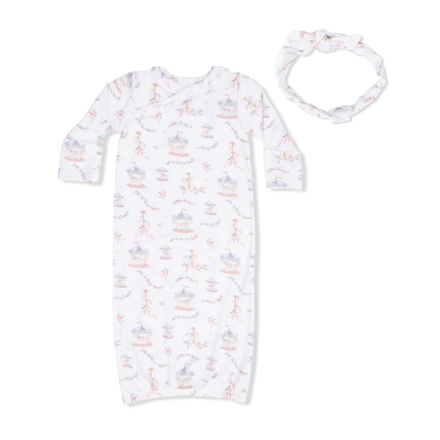 Carousel w/Bows Kimono Gown & Knot Headband