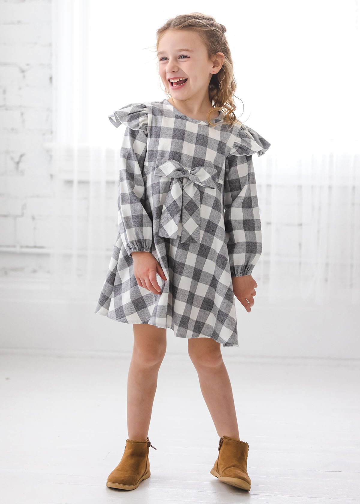 Harper Ash Bow Flannel Dress