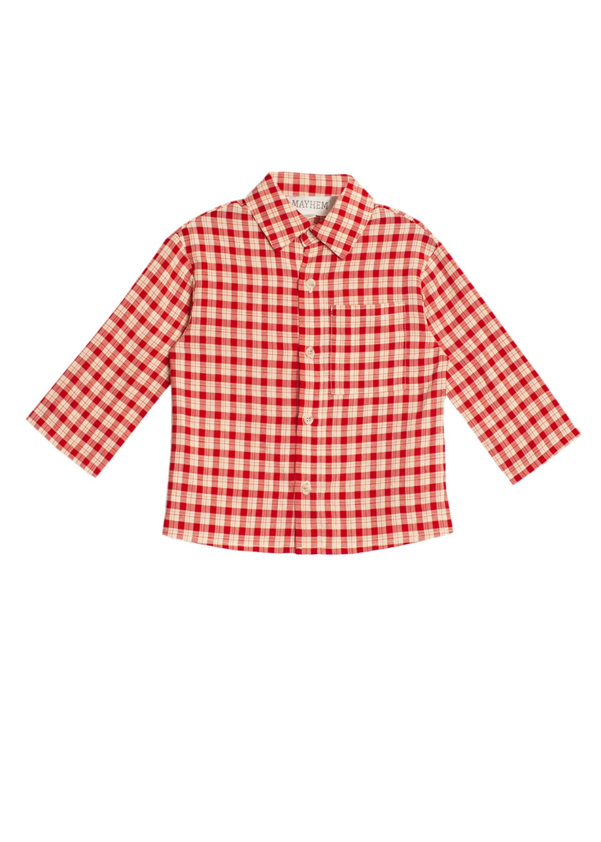 Red Woven Plaid Button Up