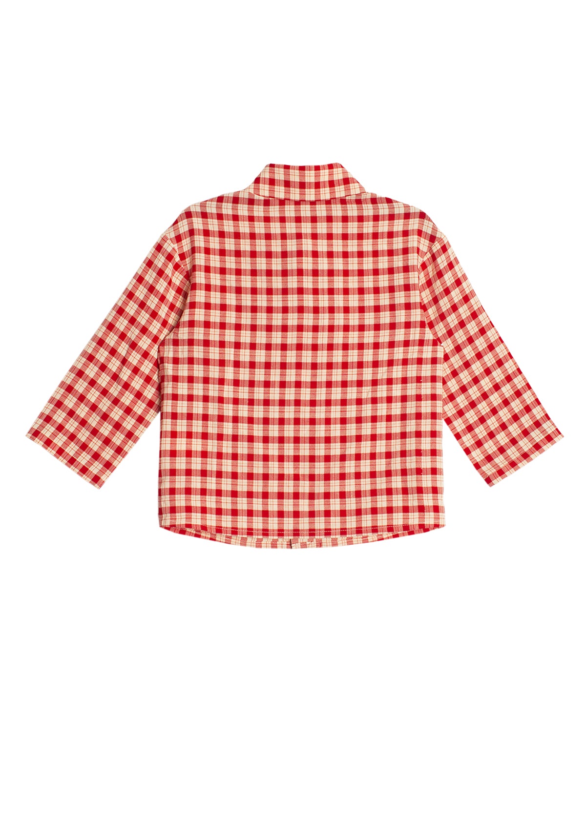 Red Woven Plaid Button Up