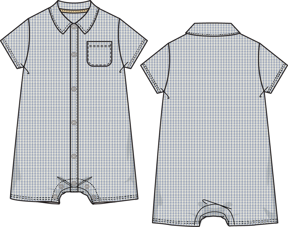 Micro Gingham Blue Blizzard Shortie