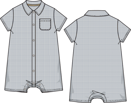 Micro Gingham Blue Blizzard Shortie
