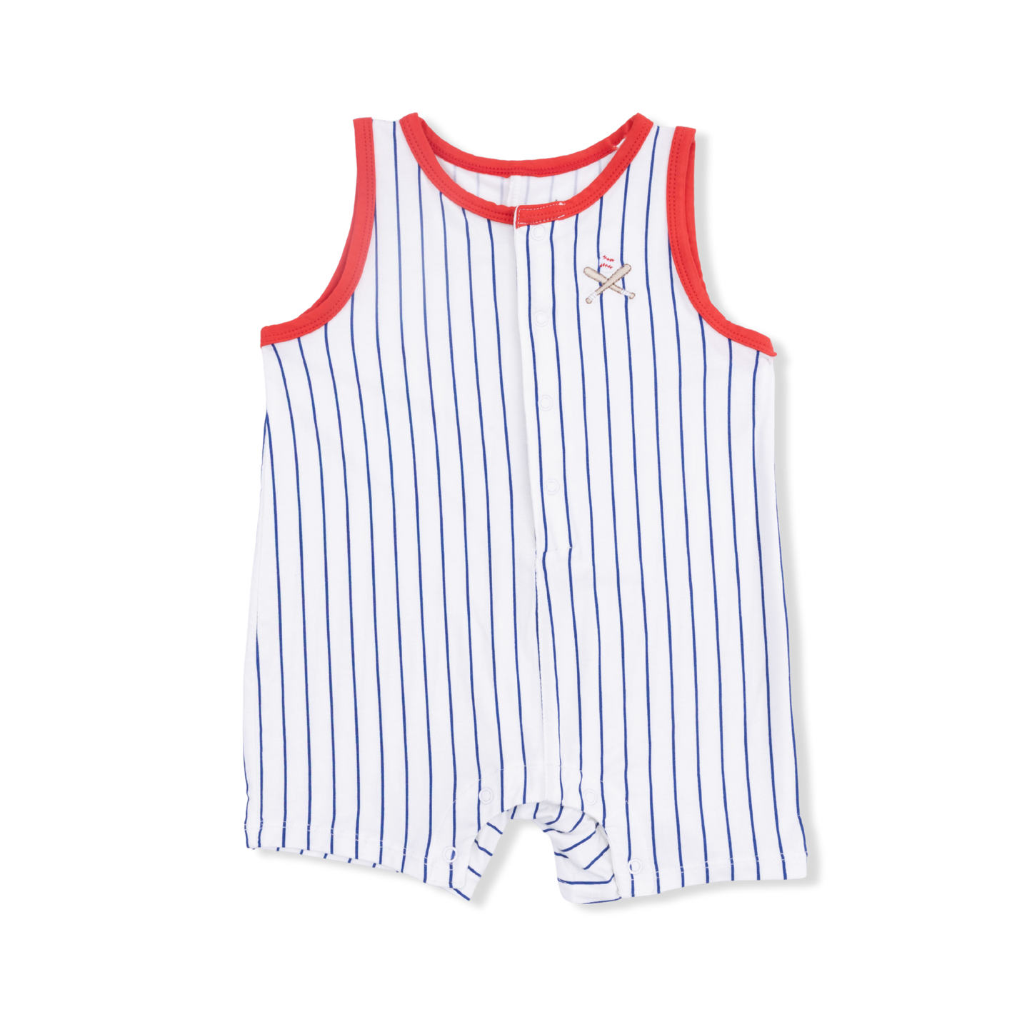 Baseball Stripe Sleeveless Shortie Romper
