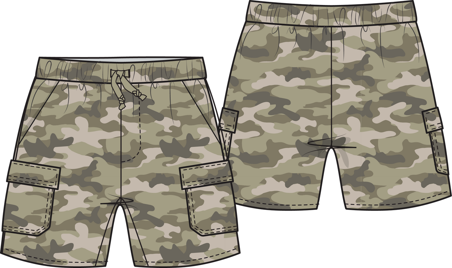 Camo Terry Cargo Shorts