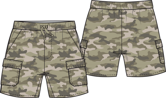 Camo Terry Cargo Shorts