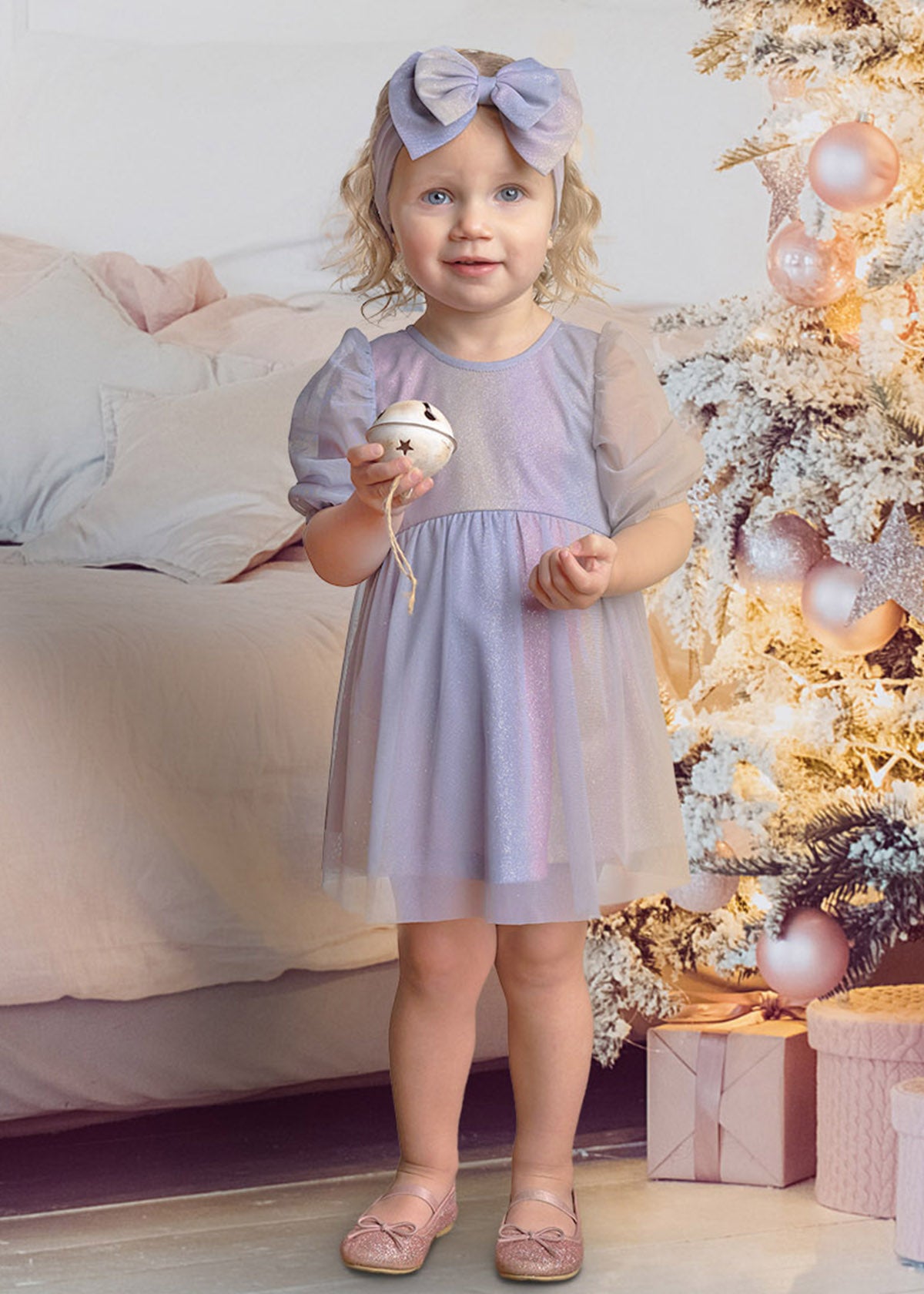 Phoenix Soft Tulle & Sparkling Knit Dress