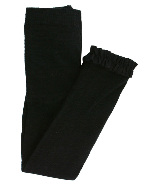 Footless Ruffle Tights-BLK