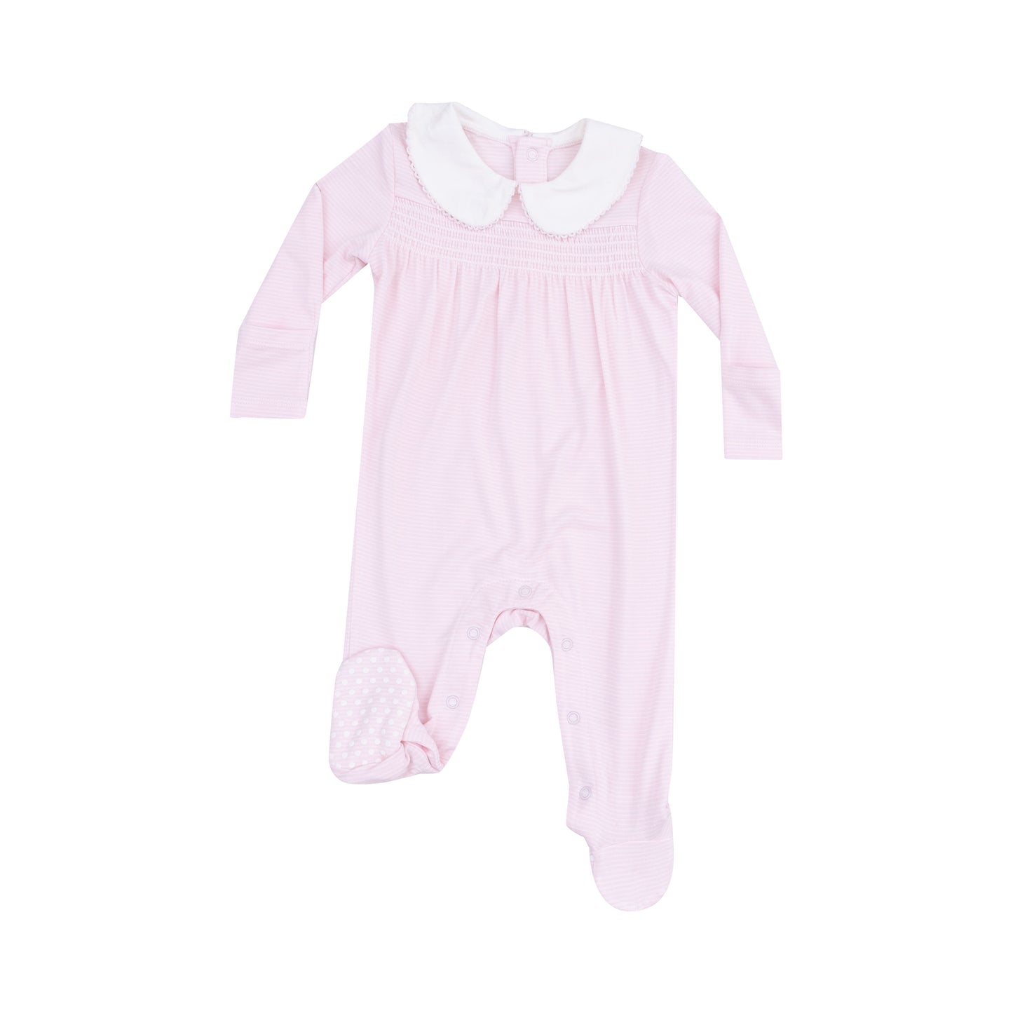 Stripe Classic Pink Smocked Footie