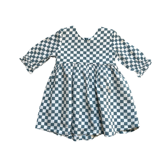 Woven Dress-Checkered in Storm