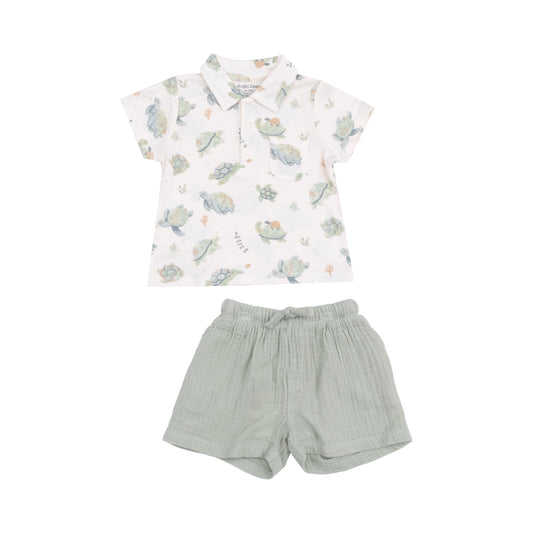 Sea Turtles Polo Shirt & Muslin Shorts