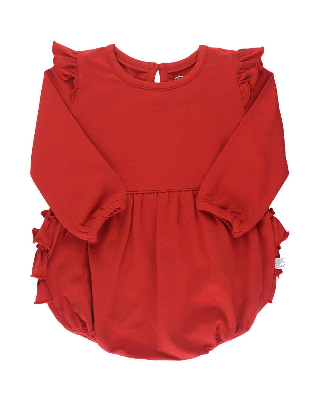 Knit L/S Bubble Romper-Red