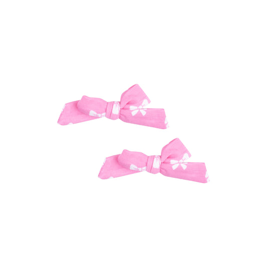 Pink Bows 2-Bow Clip Set