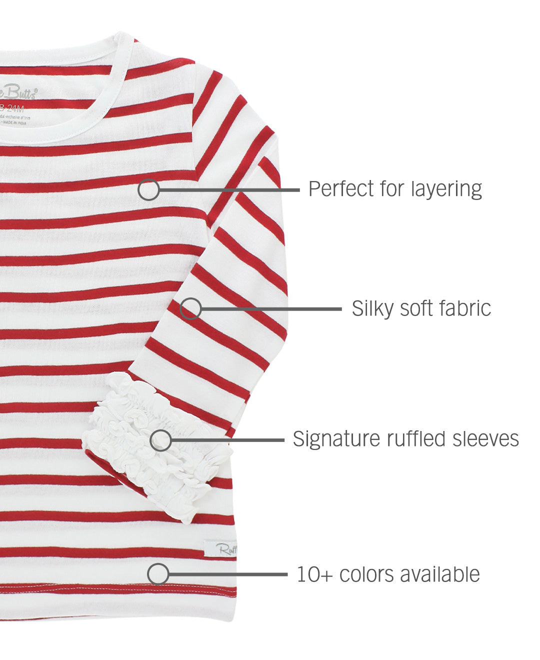 Knit L/S Ruffle Tee-Stripe