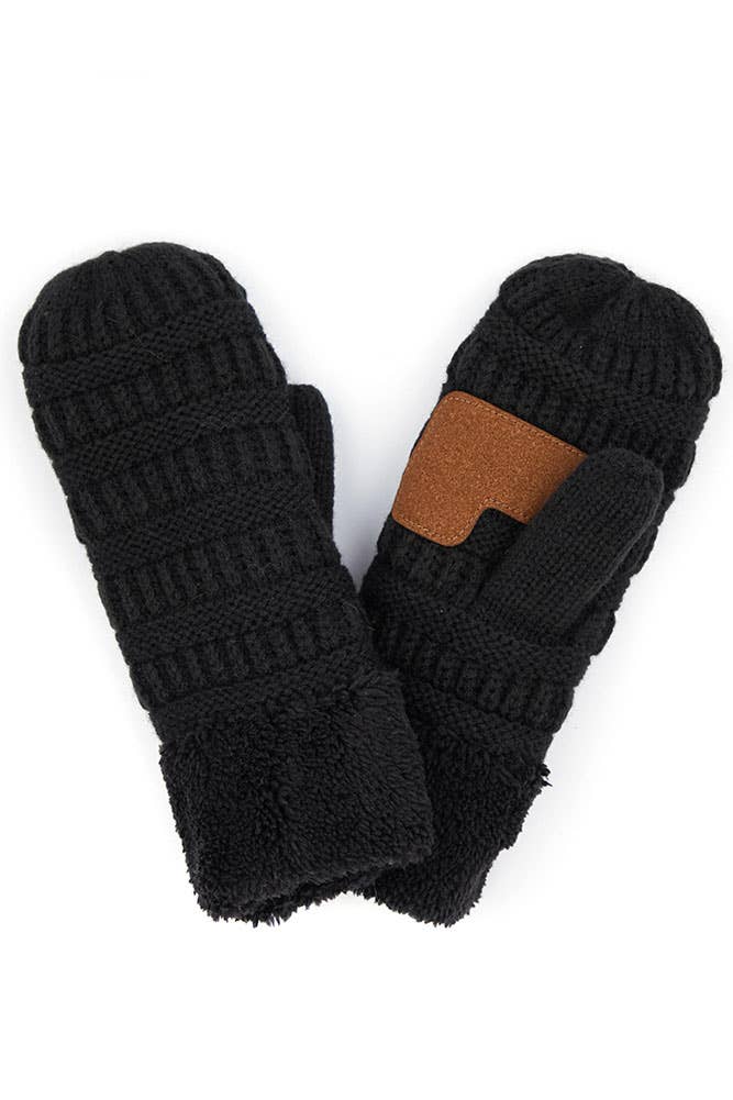 Kids Knitted Mitten-Black