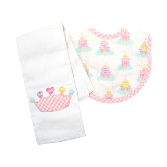 Princess Boxed Appliqued Burp & Bib Set