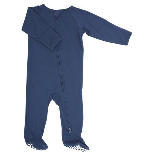 Zipper Footie - Navy Blue